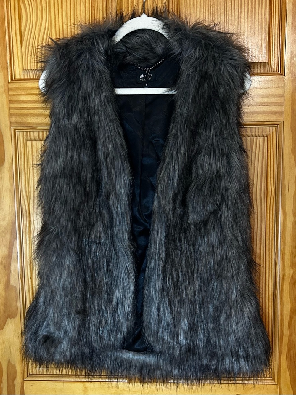 Nicole by Nicole Miller Dark Charcoal Faux Fur Vest